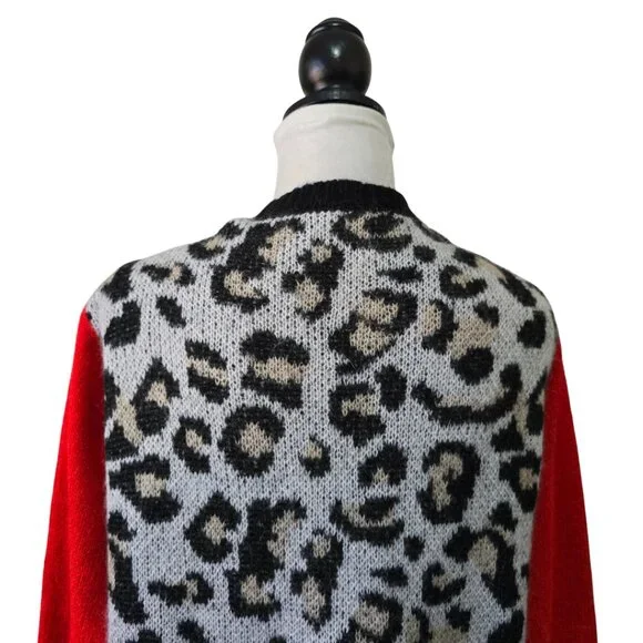 Niccolai Italy Mohair Cardigan Sweater Women's Leopard Print Color Block Small - Picture 5 of 11